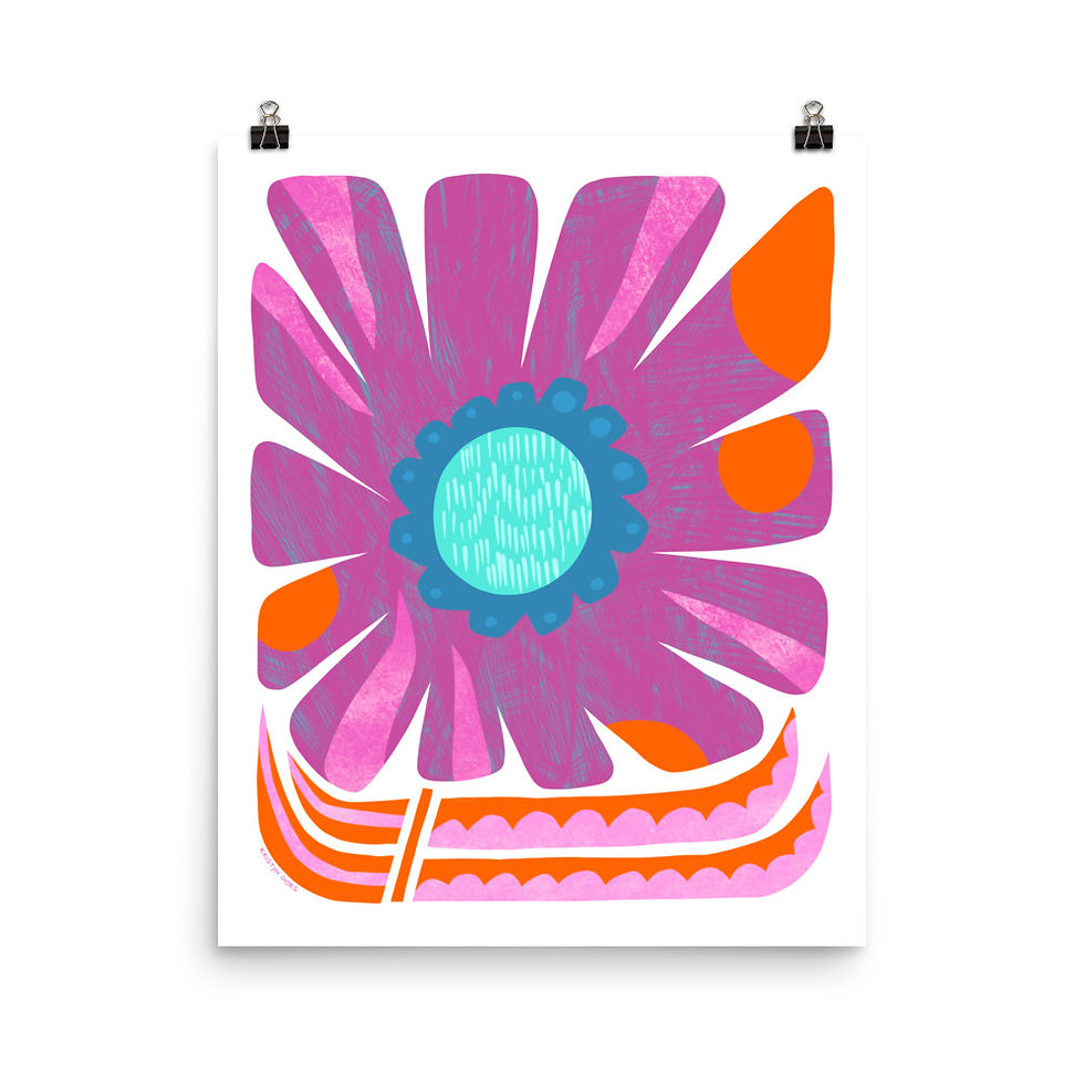 Thumbnail: RETRO FLOWER IN MAGENTA ART PRINT