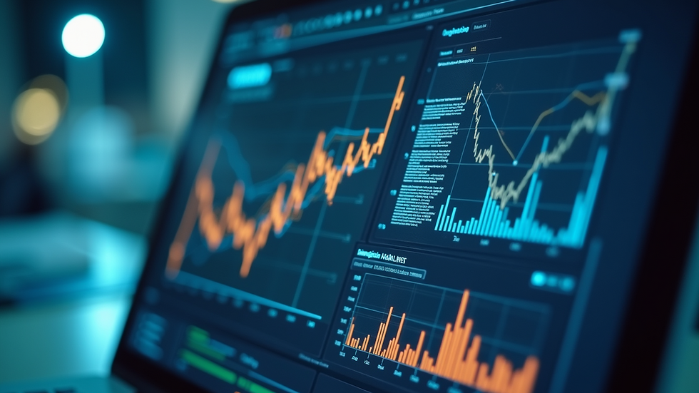 Close-up view of a computer screen displaying AI analytics dashboard
