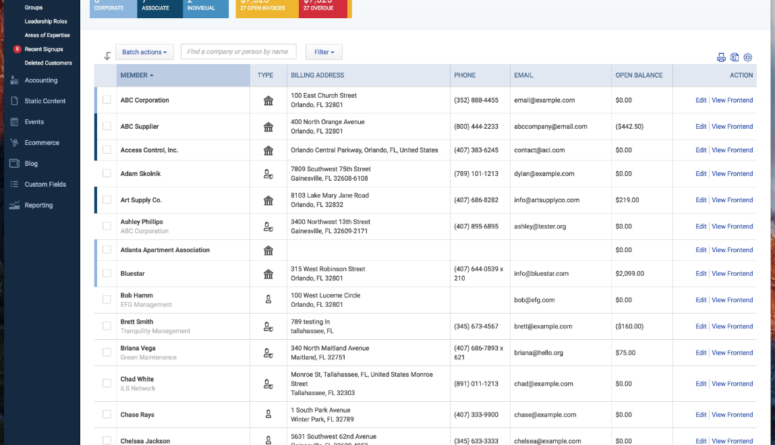 Novi AMS Account List View Screen Shot Demonstration