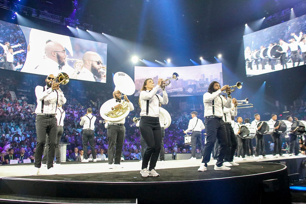 marching band at stage performance