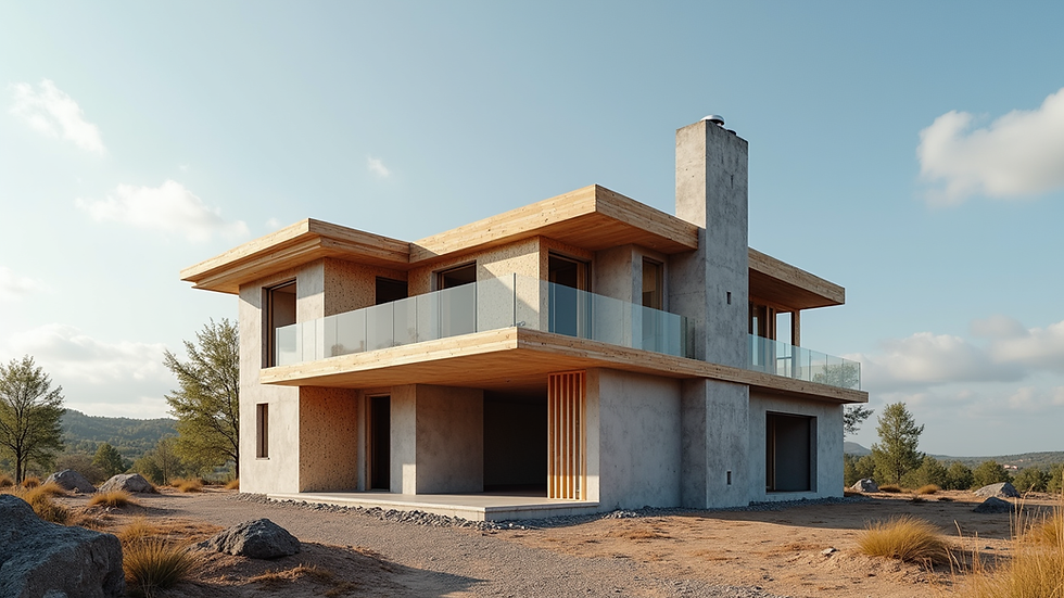 Eye-level view of a modern house under construction