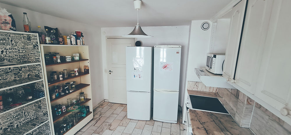 Kitchen in student housing in Lund with two refrigerators