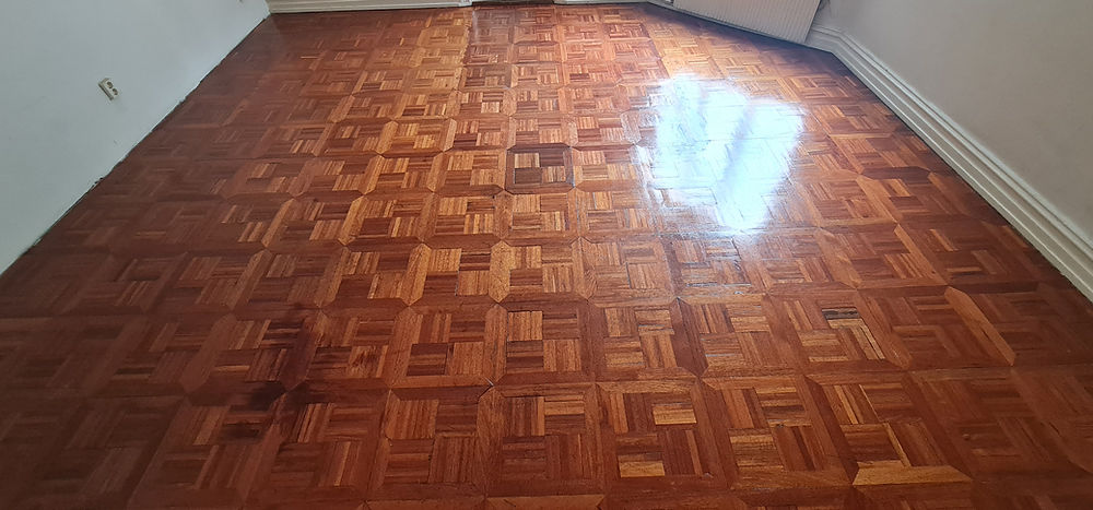 Shiny wooden parquet floor