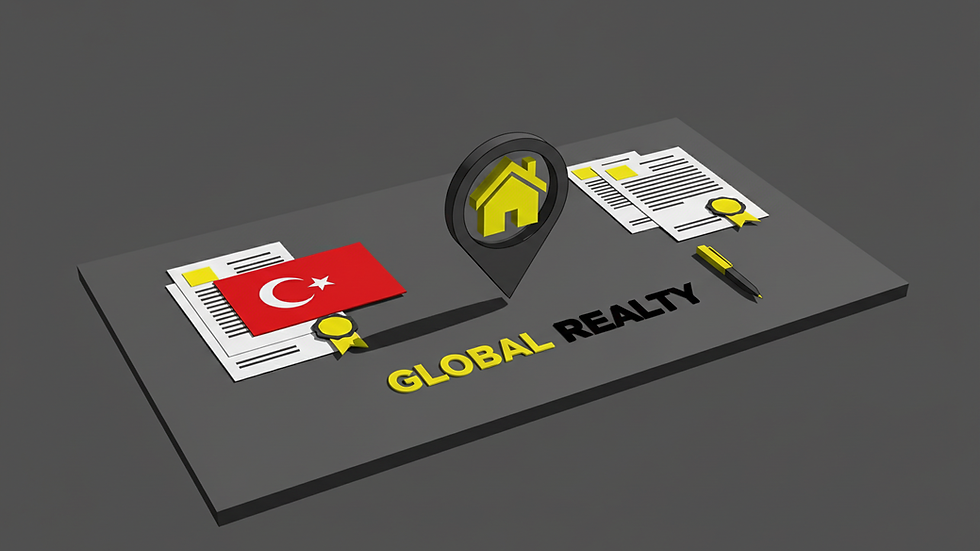 high angle view of official documents and Turkish flag on desk