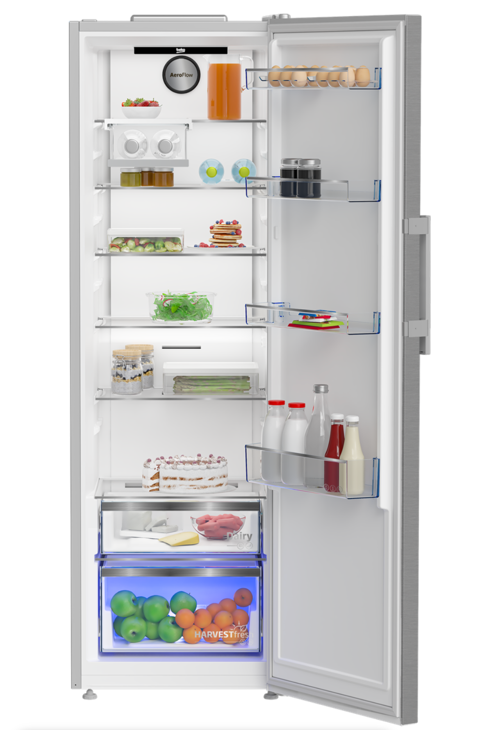 Thumbnail: BEKO 60cm Upright Fridge in Pearl Steel B5RMLNE444HX