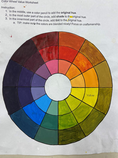 Painted Color Wheel Value Worksheet