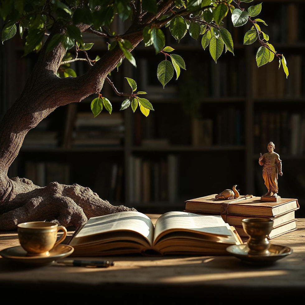 livro com árvore de fundo