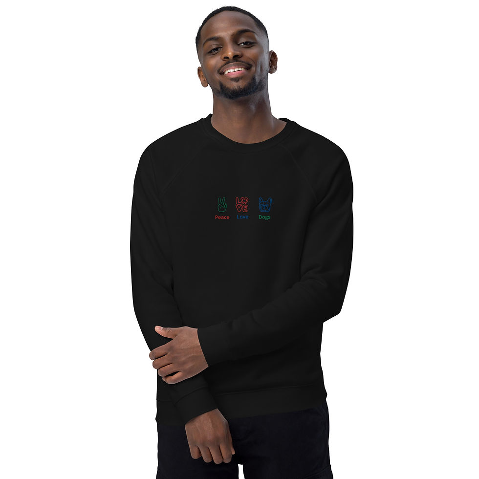 Miniatyrbild: Peace Love Dogs Unisex organic raglan sweatshirt