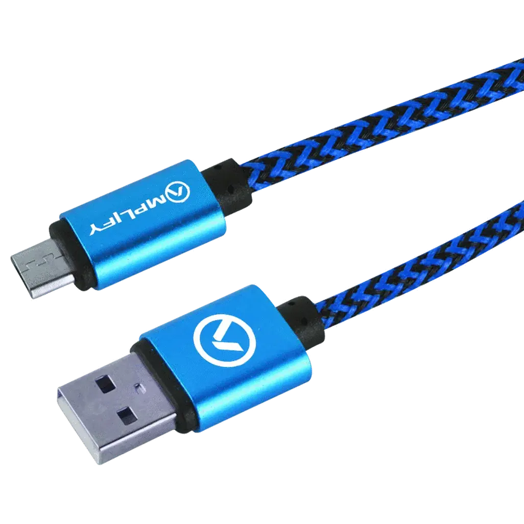 Amplify Linked Series Micro USB Braided Cable - 2m - Black/Blue