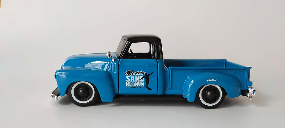 Miniatura: Chevrolet 3100 Pickup 1950 Madero Sano Surf Club (Maisto) Azul 1/24