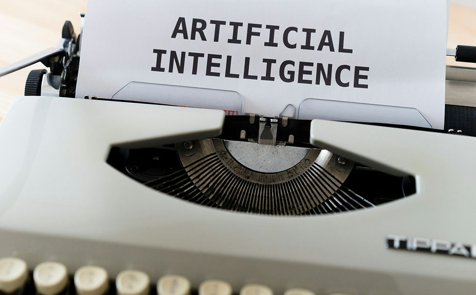 A typewriter with a paper reading "ARTIFICIAL INTELLIGENCE."
Transcribed Text:
ARTIFICIAL INTELLIGENCE