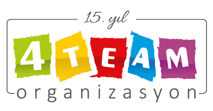 Renkli 'TEAM Organizasyon' yazısı, şık tasarım. SVM Organizasyon Yorumları organizasyon logosu. Tavsiye Benden.