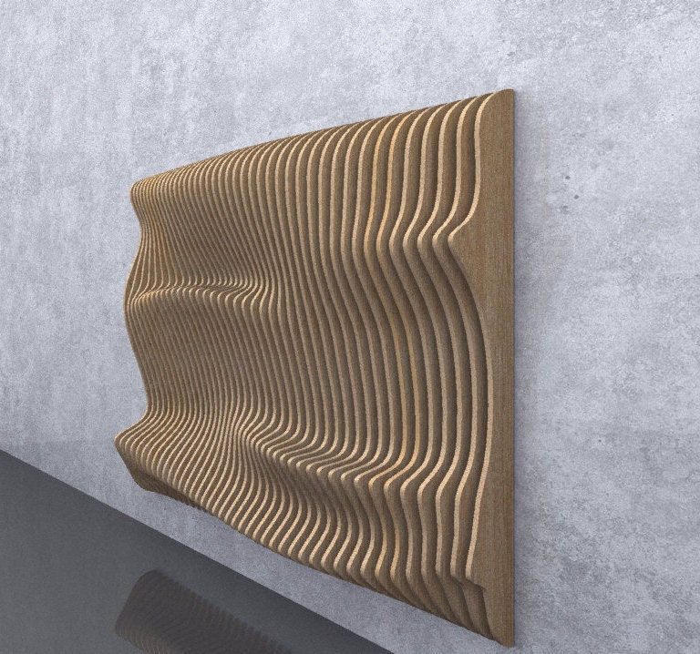 Parametrik Dalgalı Ahşap Duvar Dekoru CNC Kesim Dijital Dosyaları