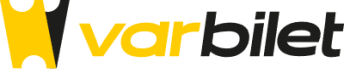 Sarı ve siyah logo üzerinde varbilet yazısı. Bilet hizmeti için logo.