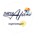 Thrya Ajans logo, organizasyon yazısı, renkli çiçek, beyaz zemin üzerinde Tavsiye Benden