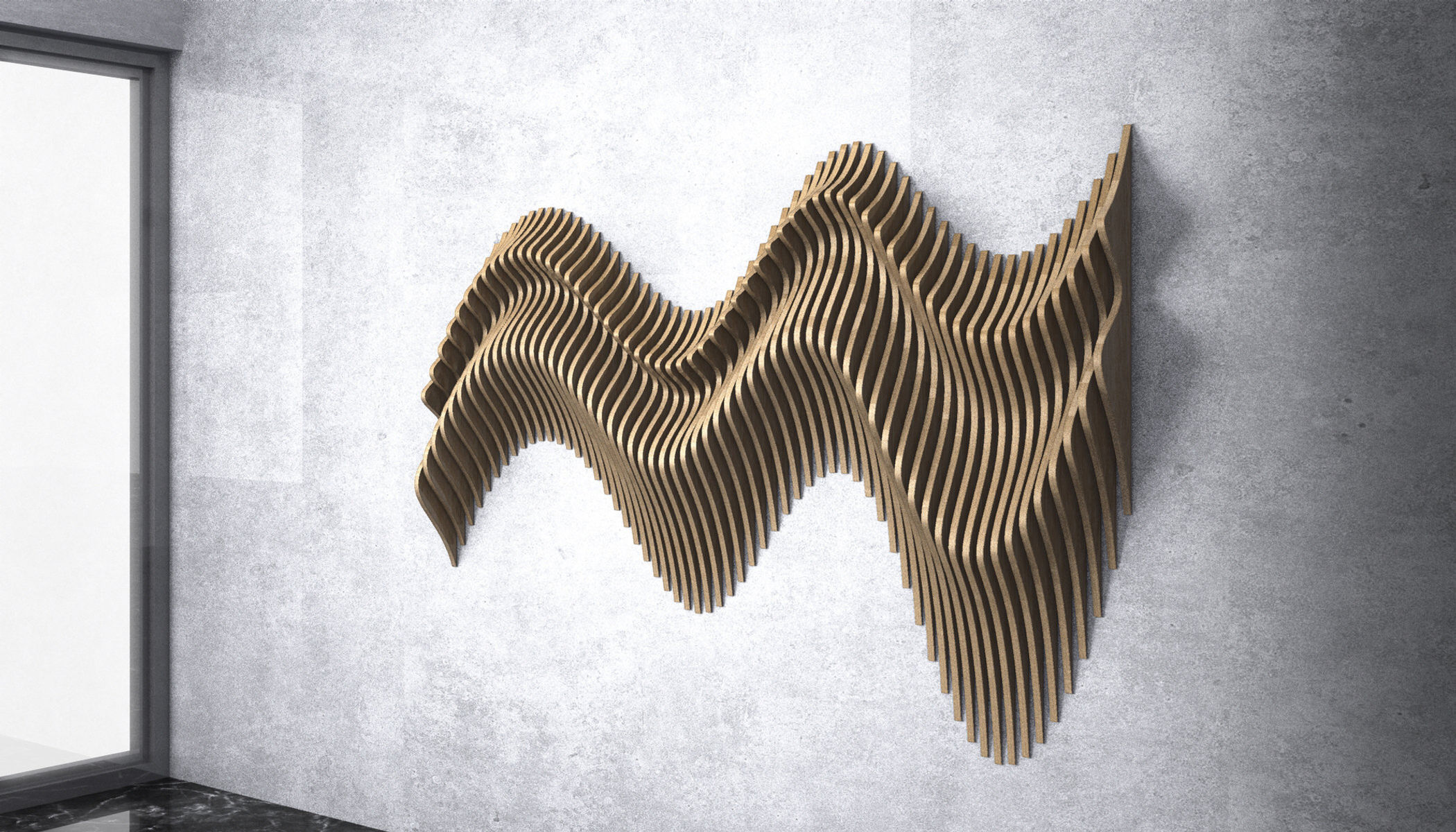Parametrik Dalgalı Ahşap Duvar Dekoru İçin CNC Kesim Dijital Dosyaları
