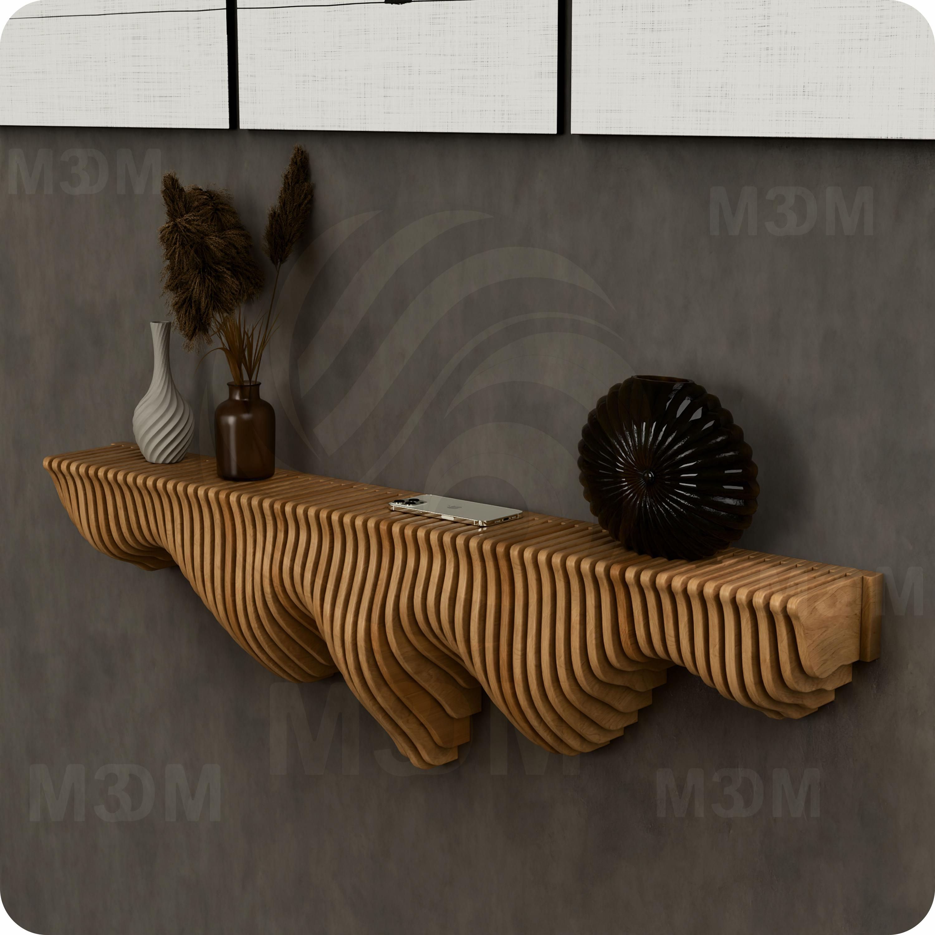 Parametrik Stil Yüzer Raf PFS-007 CNC Kesim Dijital Planları