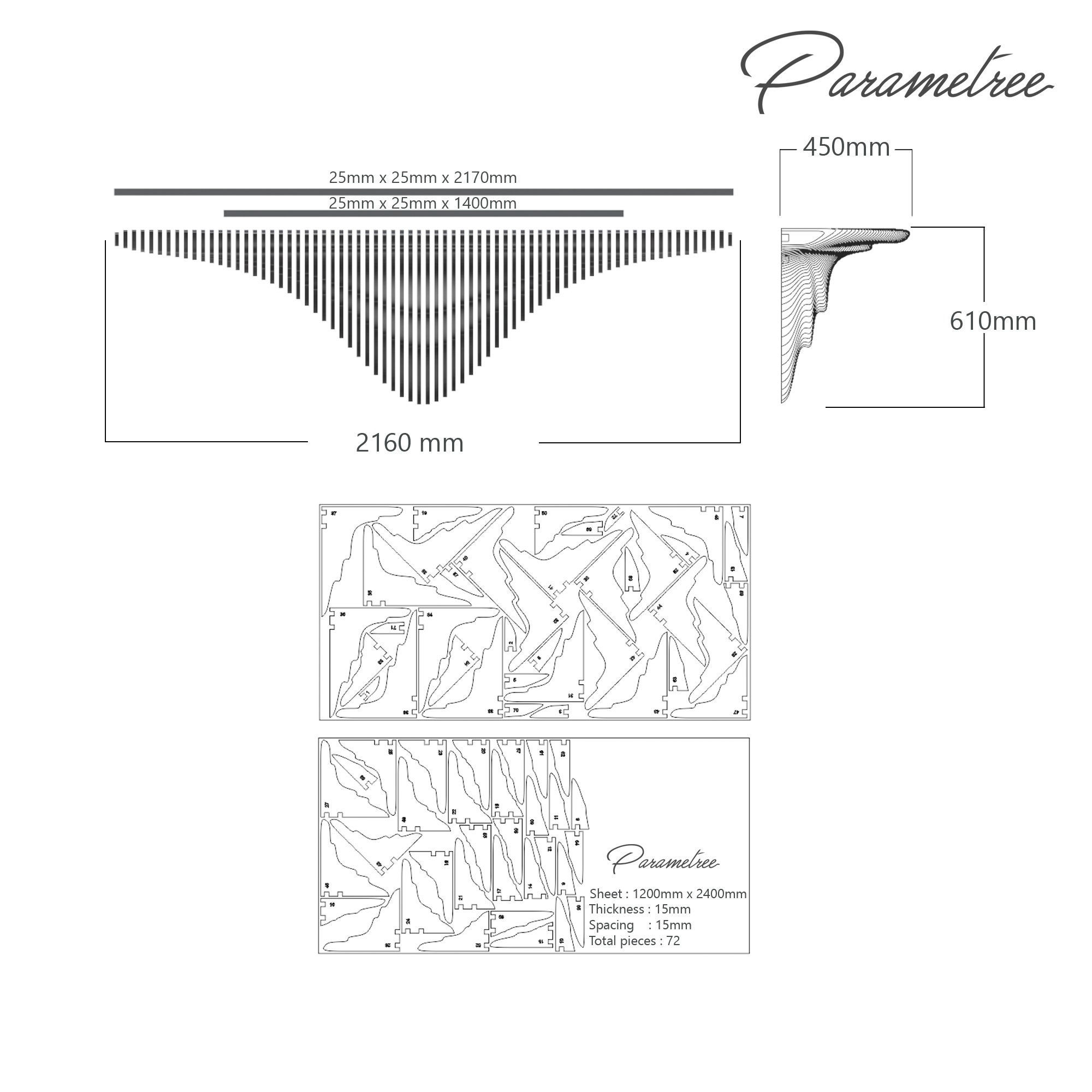 Parametrik Raf 02 Lazer Kesim DXF Vektör Şablonu Tasarımı