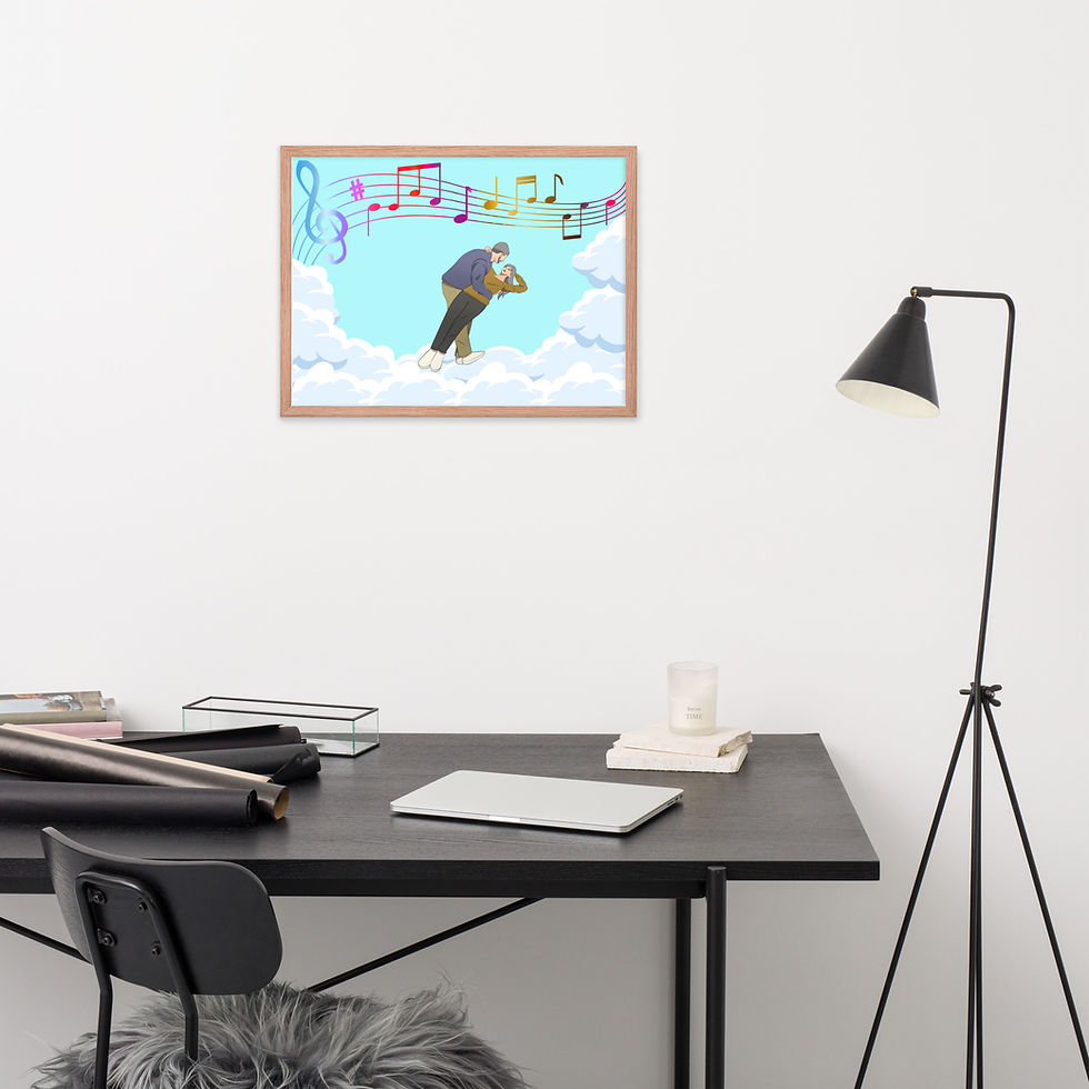 Thumbnail: Music Notes in the Clouds Framed poster