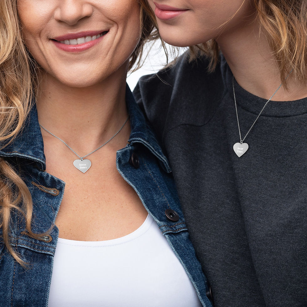 Thumbnail: Soccer Sisters Engraved Silver Heart Necklace