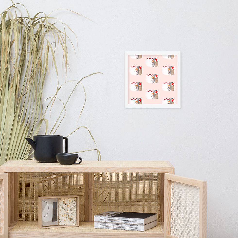 Thumbnail: Val's First Valentine's Day Pattern Framed poster