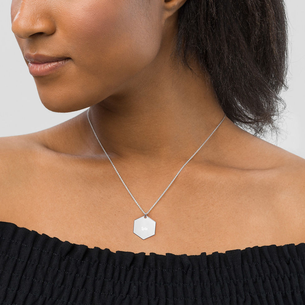 Thumbnail: Lulu Engraved Silver Hexagon Necklace