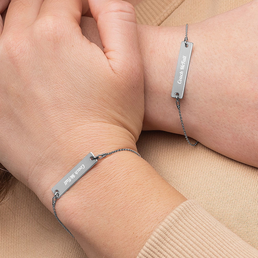 Thumbnail: Coach McFall Engraved Silver Bar Chain Bracelet