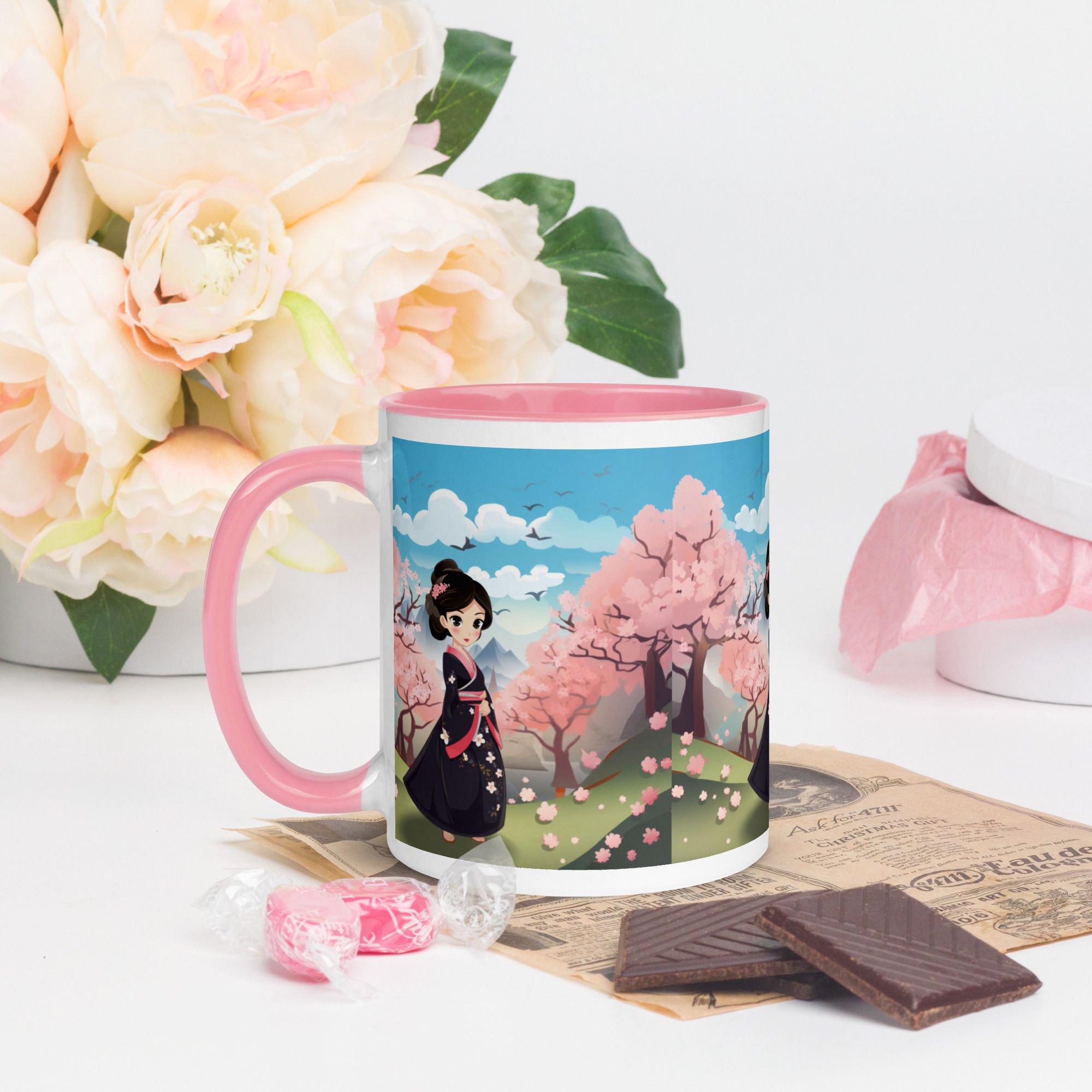 The Cherry Blossom Princess Mug with Color Inside