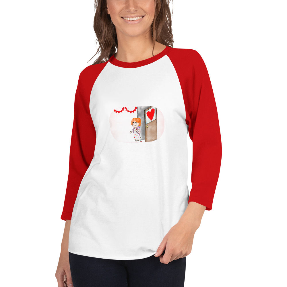Val's First Valentine's Day 3/4 sleeve raglan shirt
