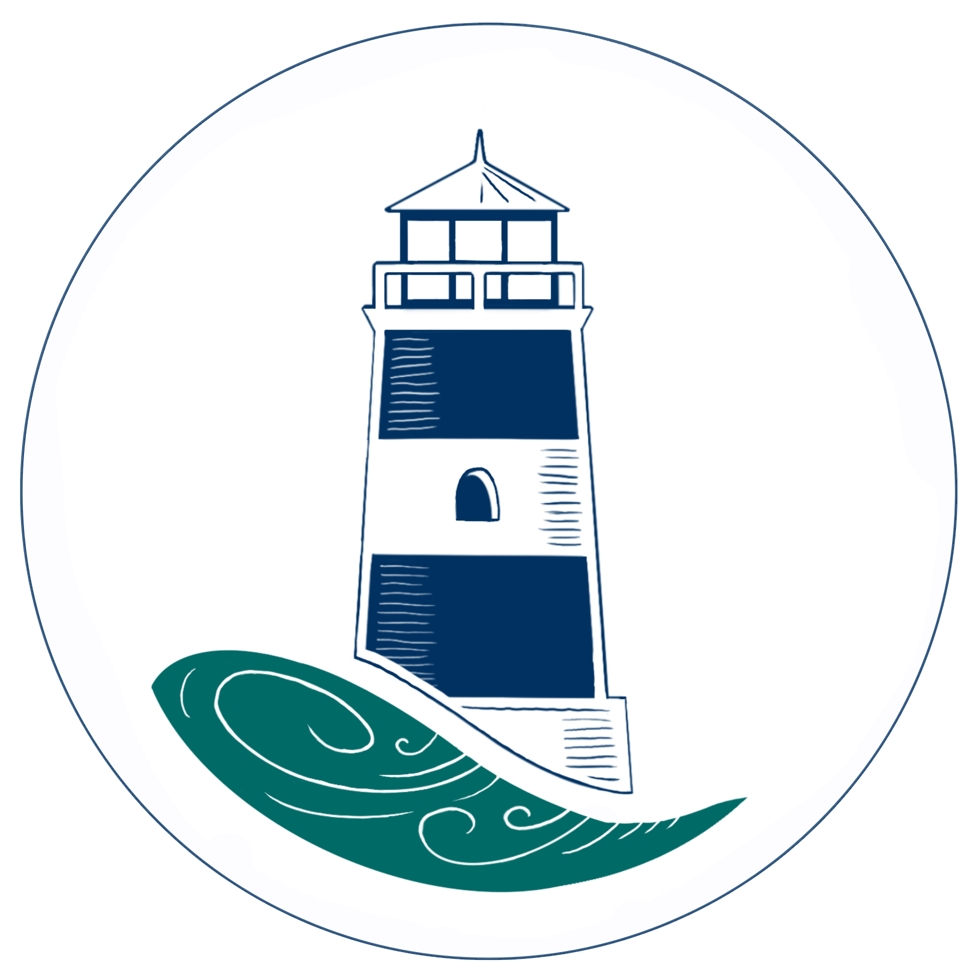 Spencer Business Advisory Logo of Lighhouse with ocean in blue and green.