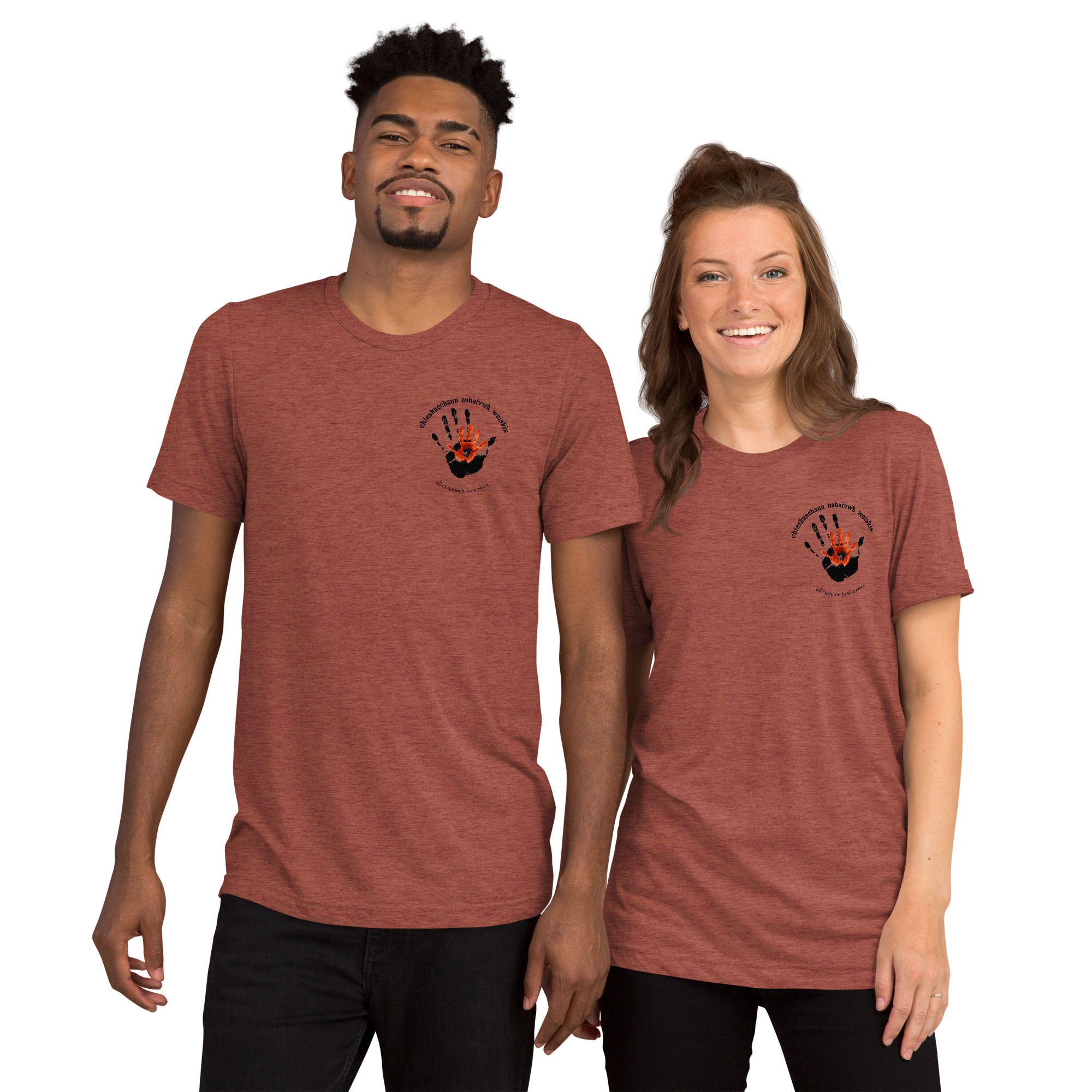 Orange Shirt day- hand in hand- Short sleeve t-shirt (sensory friendly)