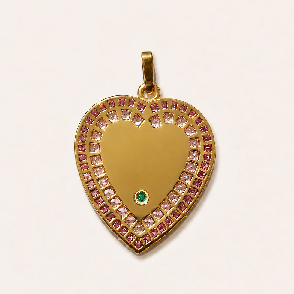 Back of an 18k gold heart pendant inspired by French Love Medallions by Evermine.