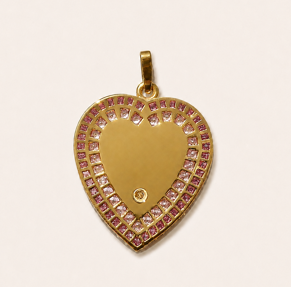 Back of an 18k gold heart pendant inspired by French Love Medallions by Evermine.