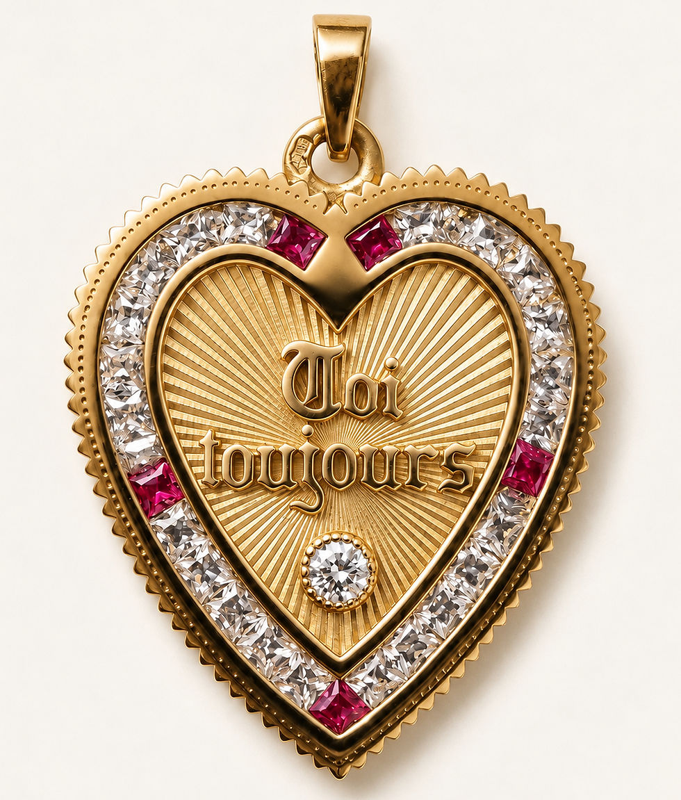 18k gold emerald heart pendant inspired by french love medallion handcrafted in France by Evermine.