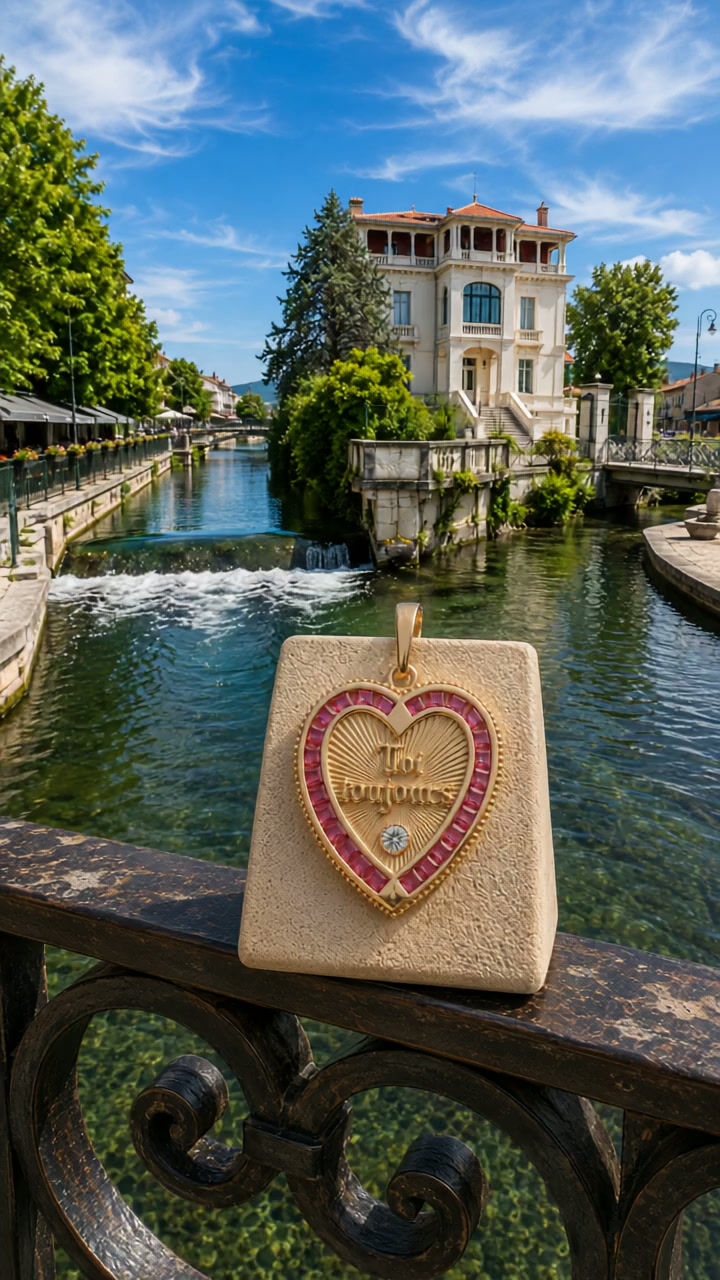 Thumbnail: Ruby  Heart Pendant 'Mon Coeur' | French Love Medallion