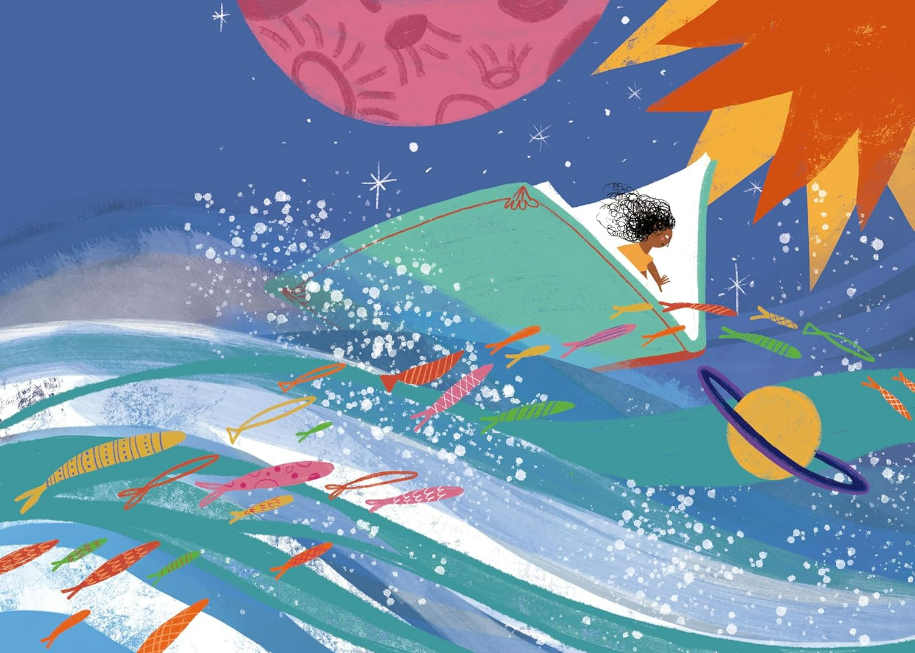 Página do livro Lia na biblioteca, de Cintia Barreto e (il) Camilo Martins, Editora PINGO DE LUZ