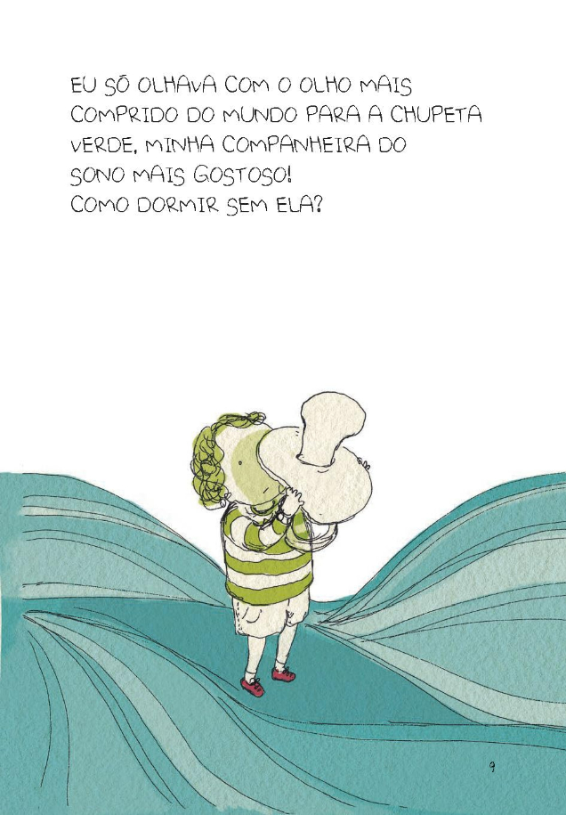Página do livro Minha chupeta virou estrela, de Januaria Cristina Alves e (il) Tati Móes , Editora Caramelo.