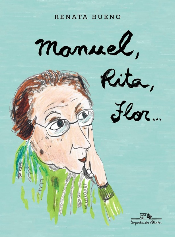 Capa do livro. Num fundo azul claro, uma idosa de óculos sorri singelamente.