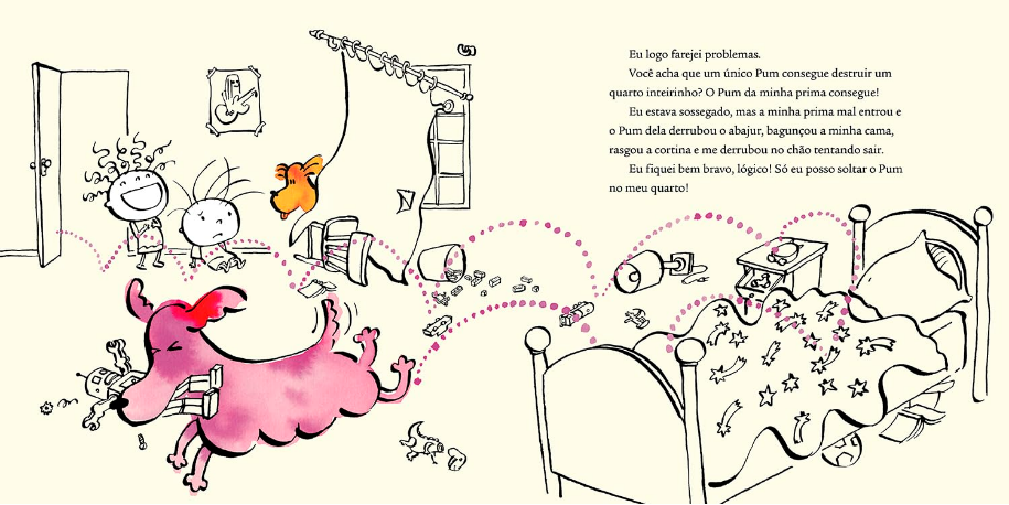 Página do livro O Pum da minha prima, de Blandina Franco e (il) José Carlos Lollo, Editora Companhia das Letrinhas