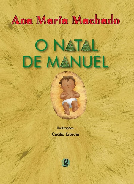 Capa do livro. Numa pequena manjedoura, repousa um bebê usando fralda.