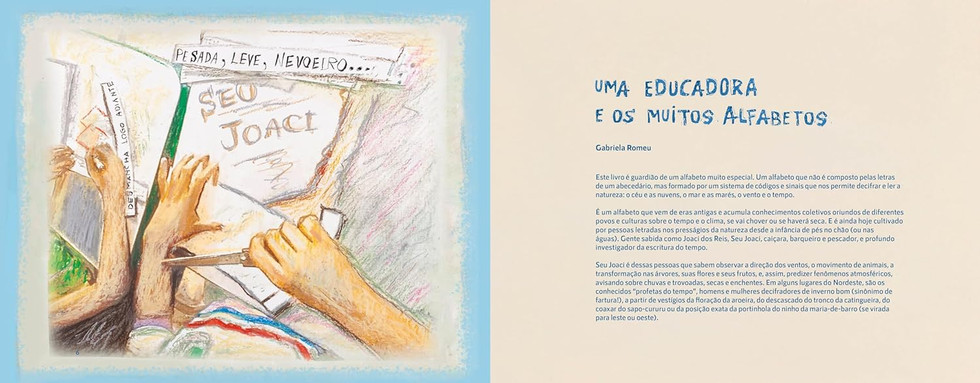 Página do livro que apresenta um trecho do prefácio e a imagem das crianças compondo o livro com recortes e frases.