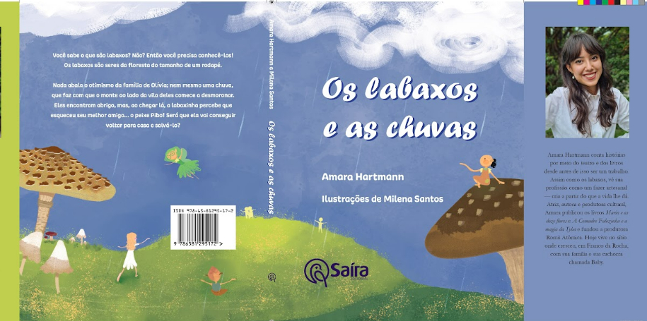 Capa do livro Os Labaxos e as Chuvas, de Amara Hartmann e (il) Milena Santos, Saíra Editorial