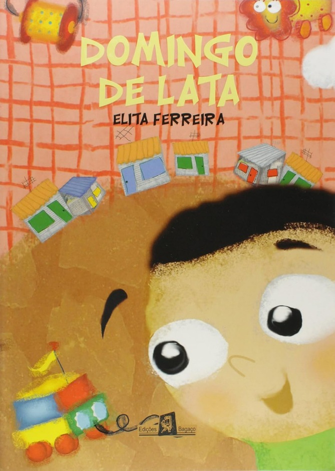 Capa do livro. Menino observa um pequeno carro de brinquedo colorido.