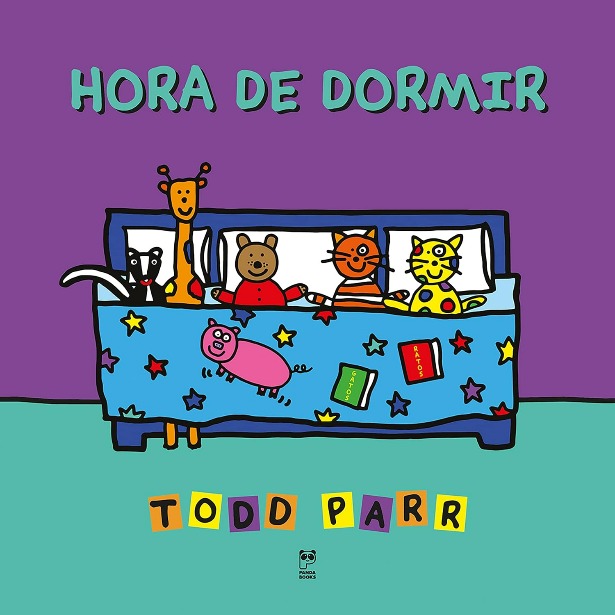 Capa do livro. Numa cama larga, vários animais estão deitados, cobertos, mas acordados.