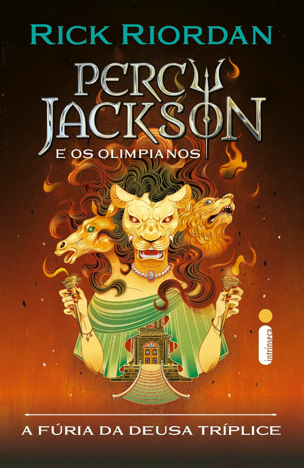Capa do livro A Fúria da Deusa Tríplice- Série Percy Jackson e os Olimpianos, de Rick Riordan, Editora Intrínseca