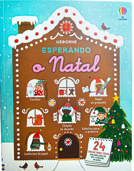 Capa do Livro. Um grande biscoito de Natal em forma de casa e com elementos natalinos.
