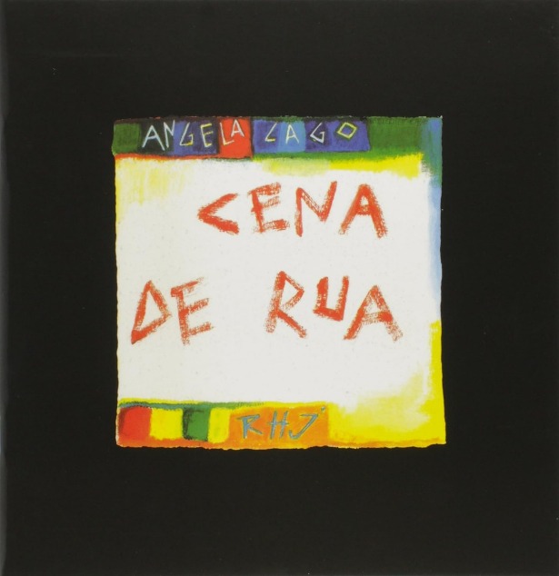 Capa do livro. Num fundo preto, o título está escrito num fundo branco, com margens irregulares e coloridas.