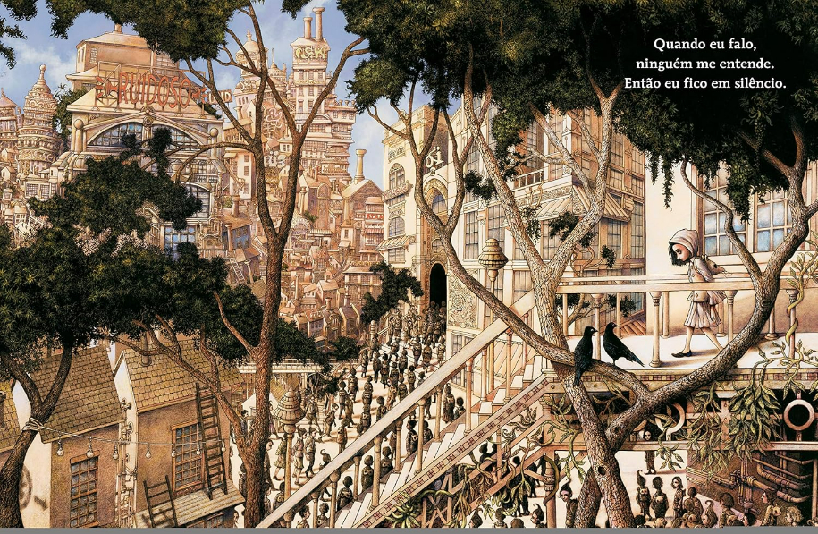 Página do livro Eu fico em silêncio, de David Ouimet, Companhia das Letrinhas