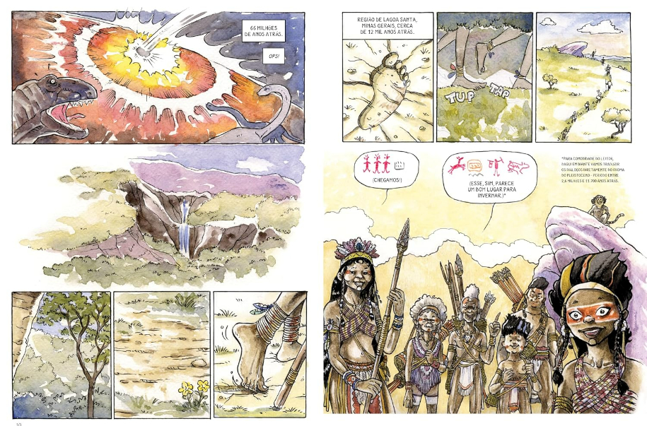 Página do livro Luzia e os povos do Brasil, de Piero Bagnariol, Editora Peirópolis