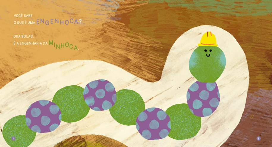 Página do livro Tem engenhoca no quintal da Maricota, de Renata Fernandes e (il) juliana Basile, Editora Ciranda na Escola